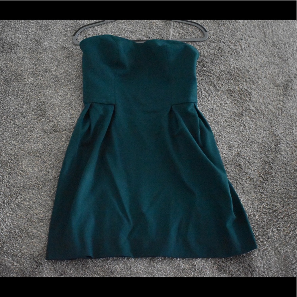Amanda Uprichard Dark Green Strapless Mini Dress